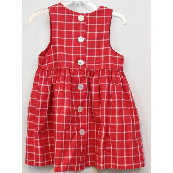 VTG 80s Fast Friends Dress sz 2 Girls Red Plaid Angel Star Button Holiday Winter - Picture 3 of 4